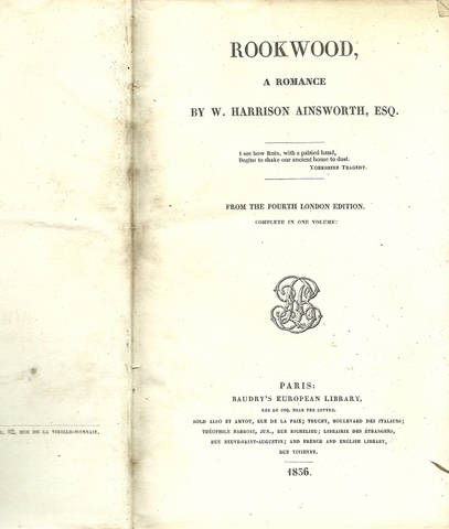 Ainsworth, William Harrison  Rookwood (A Romance) 