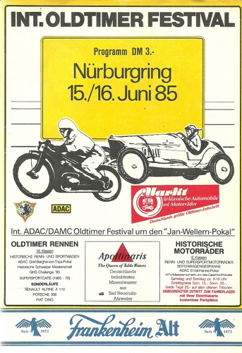 ADAC  Internationales Oldtimer Festival Nürburgring 15./16. Juni 1985 (Offizielles Programm) 