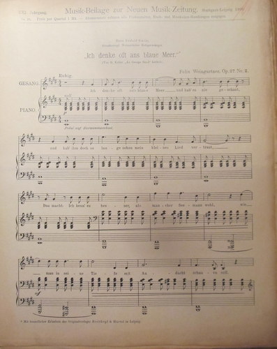 Weingartner, Felix (1863-1942)  Ich denke oft ans blaue Meer Op. 27 No. 2 (Von G. Keller "An George Sand" betitelt) 