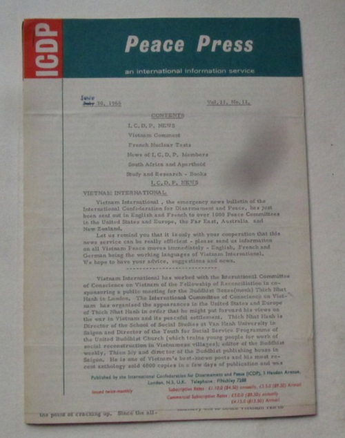 ICDP  Peace Press Vol. II, No. 11 (An international information service) 