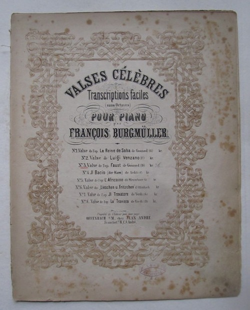 Burgmüller, Francois (d.i. Frederic)  Valses Celebres No. 3. Valse de l`Opera Faust de Ch. Gounod pour Piano (Transcriptions faciles (sans octaves) 