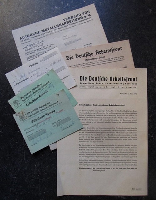Deutsche Arbeitsfront  Konvolut mit 7 Original-Dokumenten 