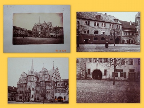 anonym  Original-Fotografie hinten betitelt: "Saalfelder Rathaus" (frühes fotografisches Dokument von Saalfeld) 