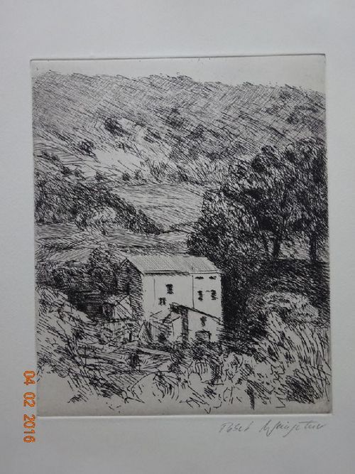 Weingärtner, Robert  Originalradierung "Haus in der Provence" (Handpressenabzug) 