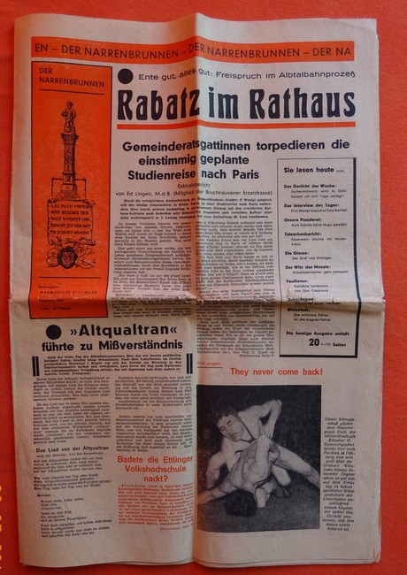 Narrengilde (Hg.)  Der Narrenbrunnen Fasnacht 1954 (Zeitung der Narrengilde Ettlingen) 