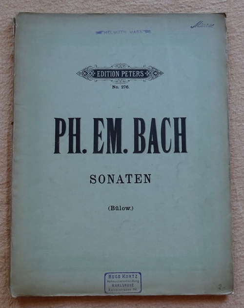 Bach, Carl Philipp Emanuel  Sechs Sonaten für Klavier allein (bearbeitet und mit einem Vorwort herausgegeben von Hans von Bülow. (Sonaten f moll, a moll, A dur, G dur, d moll, As dur) 