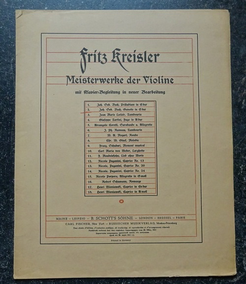 Kreisler, Fritz  Johann Sebastian Bach. Gavotte in E-Dur 