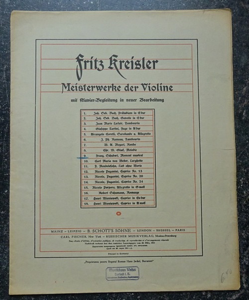 Kreisler, Fritz  Franz Schubert; Moment musical 