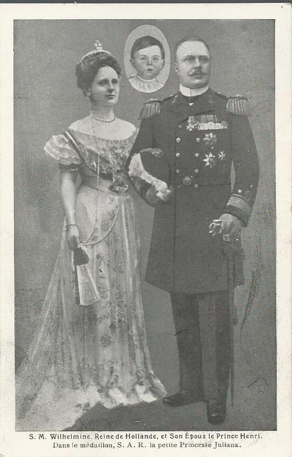 ohne Autor  Ansichtskarte S.M. Wilhelmine. Reine de Hollande, et Son Epoux le Prince Henri (Dans le medaillon, S.A. la petite Princess Juliana) 