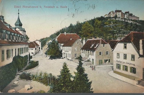 ohne Autor  Ansichtskarte Bad Neuhaus b. Neustadt a. Saale (Ortsstraße und Gasthaus zur Salzburg) 