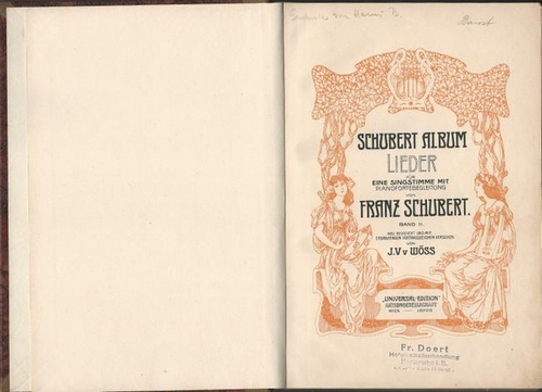 Schubert, Franz  Lieder für eine Singstimme mit Pianofortebegleitung Band II (Band 2) (Ausgabe für mittlere Stimme, neu revidiert und mit ergänzenden Vortragszeichen versehen von J. V. von Wöss) 