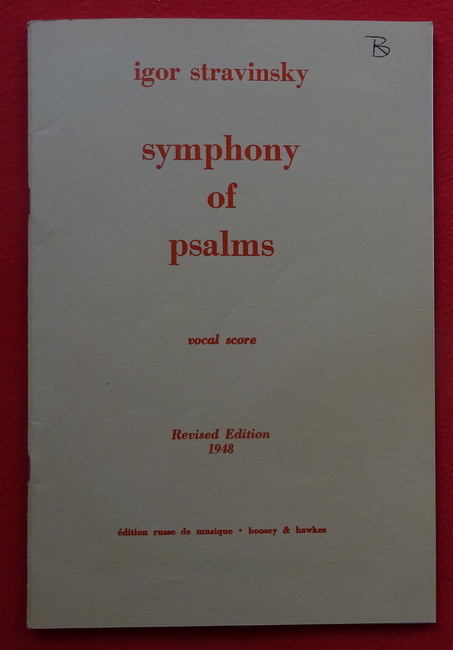 Stravinsky (Strawinsky), Igor  Symphony of psalms (vocal score) 