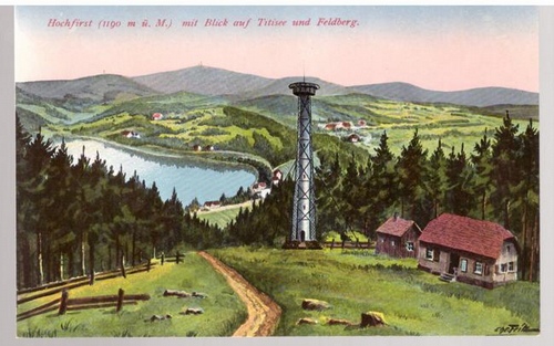   Ansichtskarte Hochfirst mit Blick auf Titisee und Feldberg (farbige Kunstkarte) 