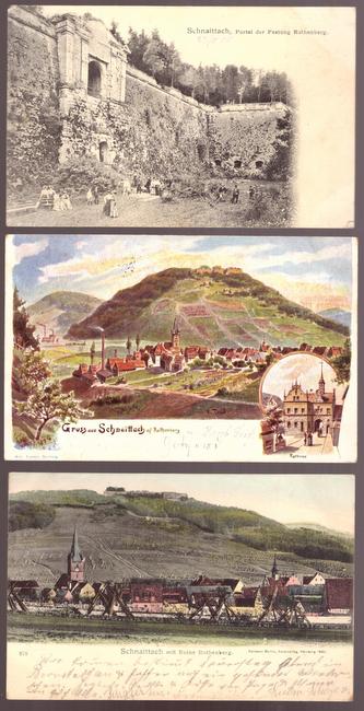   3 Ansichtskarten. Gruss aus Schnaittach a / Rothenberg (4 Stempel u.a. Posthilfsstelle Kersbach) 