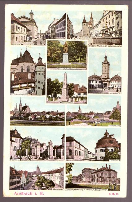   Ansichtskarte Ansbach. 12 Motive 