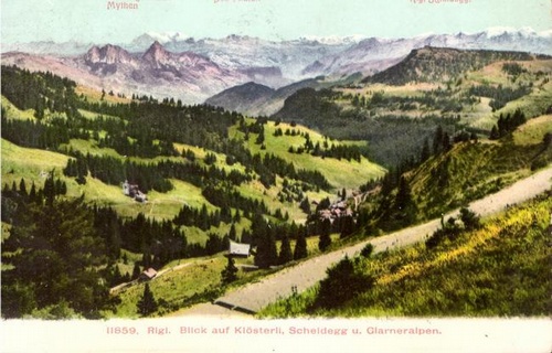   Ansichtskarte AK Rigi. Blick auf Klösterli, Scheidegg u. Glarneralpen 