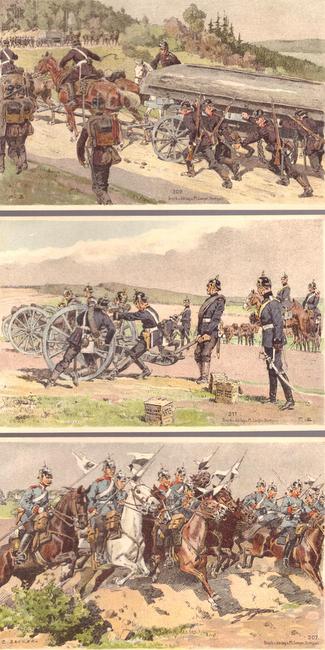 Becker, Carl  3 Ansichtskarten AK Militärische Szenen aus dem 1870/71er Krieg (Lithos) 