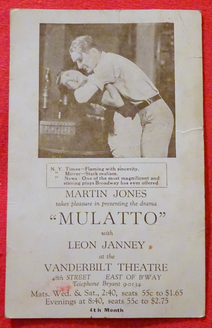   Ansichtskarte AK Martin Jones takes pleasure in presenting the drama "Mulatto" with Leon Janney at the Vandebilt Theatre (Werbekarte für den Film) 