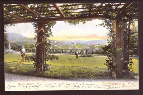   Ansichtskarte AK Baden-Baden. Im Schlossgarten (Litho) 