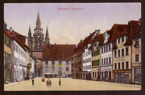   Ansichtskarte AK Ansbach. Marktplatz (in Farbe) 
