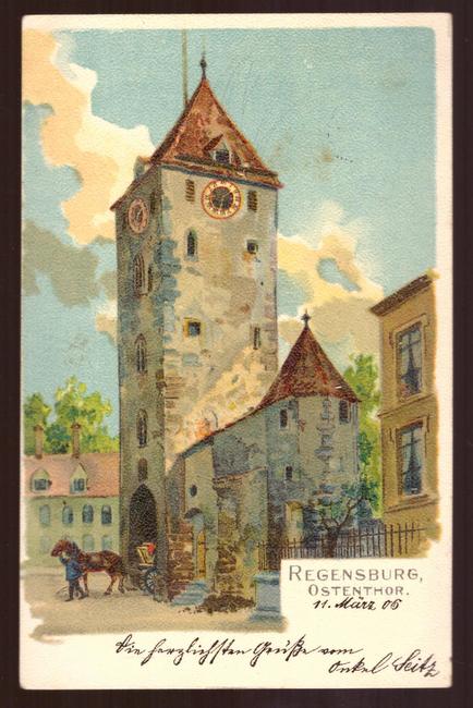   Ansichtskarte AK Regensburg. Ostenthor (Litho) 