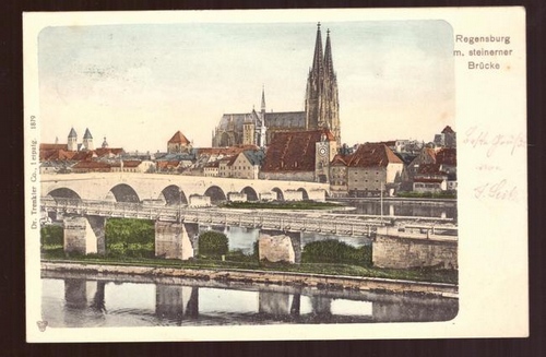   Ansichtskarte AK Regensburg mit steinerner Brücke 