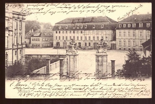   Ansichtskarte AK Ansbach. Schlossthor und Schlossplatz 