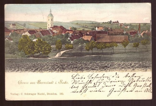   Ansichtskarte AK Gruss aus Bernstadt i. Sachsen (Totalansicht) 
