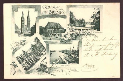   Ansichtskarte AK Bremen (5 Motive) (Dom, Gewerbehaus, Rathaus, Freihafen, Wallpartie) 