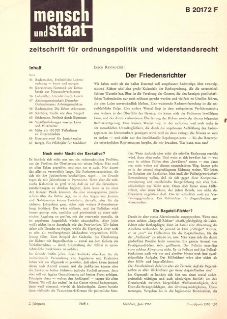 Lohmüller, Wolfgang (Red.)  Mensch und Staat 2. Jg. Heft 4 (zeitschrift für ordnungspolitik und widerstandsrecht) 