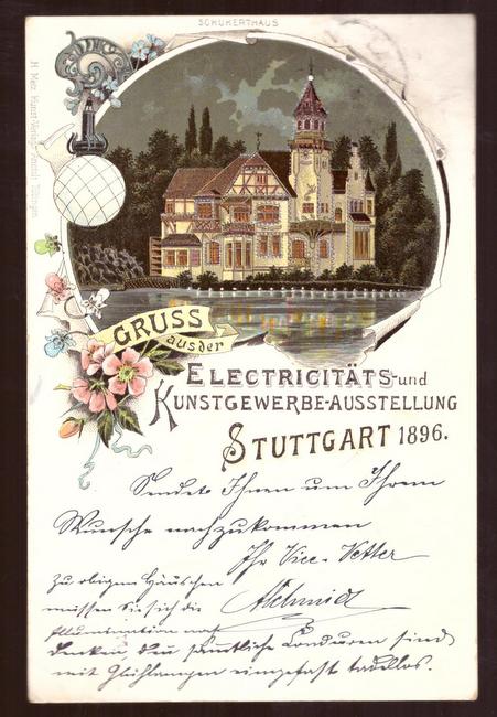   Ansichtskarte AK Gruss aus der Electricitäts- und Kunstgewerbe-Ausstellung Stuttgart 1896 