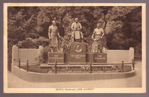   Ansichtskarte AK Zeitz. Denkmal "Die Arbeit" 