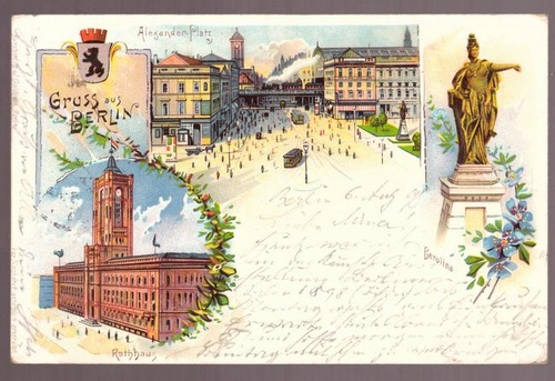   Ansichtskarte AK Gruss aus Berlin. Litho (Alexander-Platz; Alexanderplatz, Rathhaus, Berolina) 