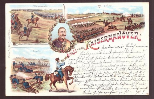  Ansichtskarte AK Gruß vom Kaisermanöver (Farblitho, 4 Motive) 