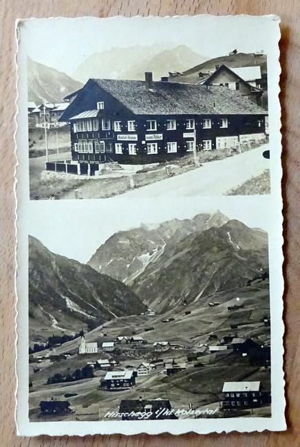   Ansichtskarte AK Hirschegg im kl. Walsertal. Ortsansicht und Gasthoz zum Adler 