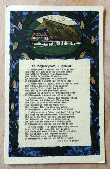 Auerbach, Ludwig  Ansichtskarte AK Lithographie mit Gedicht O Schwarzwald, O Heimat! 