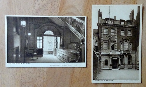   2 Ansichtskarten AK The Royal Overseas League Headquarters (1. Courtyard & Entrance; 2. The Oak Hall & Staircase) 
