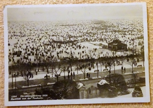   Ansichtskarte AK Zürichseegefrörne 1929. Ausblick von der Tonhalle 
