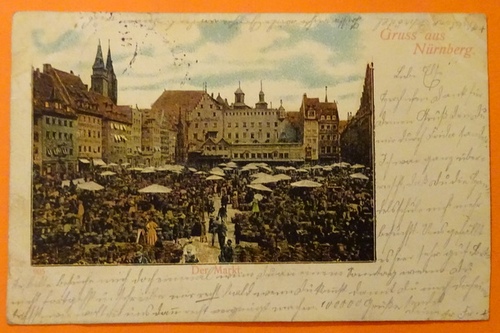   Ansichtskarte AK Gruss aus Nürnberg. Der Markt 