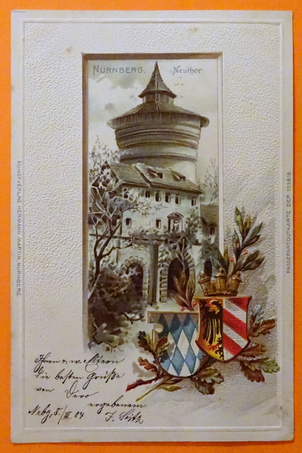   Ansichtskarte AK Nürnberg. Neuthor (Prägekarte mit Wappen. Farblitho) 