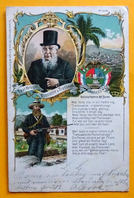   Ansichtskarte AK Paul Krüger. Präsident von Transvaal / Nationalhymne der Buren (Farblitho) 