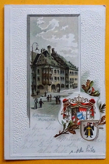   Ansichtskarte AK München. Hofbräuhaus (Prägedruck mit Wappen Litho) 