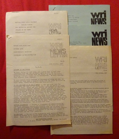 WRI  WRI (War Resisters International) Newsletter No. 49/51/60/61/62 October 1966/1967 