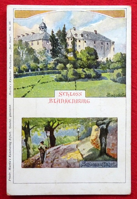   Ansichtskarte AK Schloss Blankenburg. Schlossauffahrt (Künstlerkarte v. H. Bahndorf) 