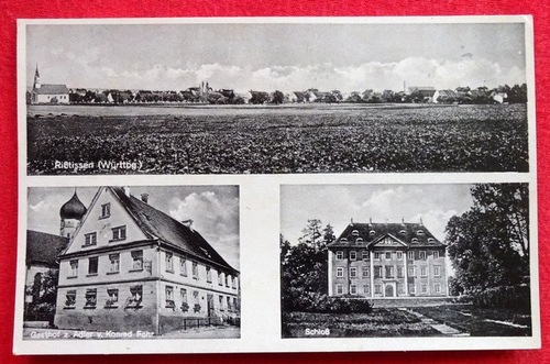  Ansichtskarte AK Rißtissen (Württemberg). 3 Motive (Totalanicht, Gasthof zum Adler v. Konrad Föhr, Schloß) 