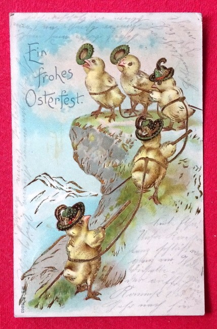  Ansichtskarte AK Ein frohes Osterfest (5 Bersteiger-Küken) 