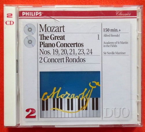 Mozart, Wolfgang Amadeus  2 CD - The Great Piano Concertos Nos. 19, 20, 21, 23, 24. 2 Concert Rondos (Alfred Brendel, Academy of St. Martin in the Fields, Sir Neville Marriner) 