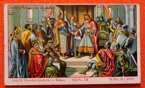   Reklamebild /  Kaufmannsbild / Sammelbild Fr. David Söhne, Halle (Serie 19 Bild No. 29 Deutsche Geschichte in Bildern (843 n.Chr. Vertrag zu Verdun...) 