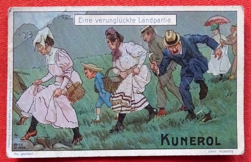   Reklamebild /  Kaufmannsbild / Sammelbild / Kaufmannsbild KUNEROL (Bild der Reihe "Eine verunglückte Landpartie" Nr. 4 