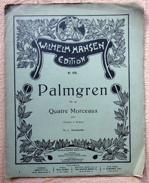 Palmgren, Selim  Quatre Morceaux pour Violon et Piano Op. 43, No. 3. Canzonetta 